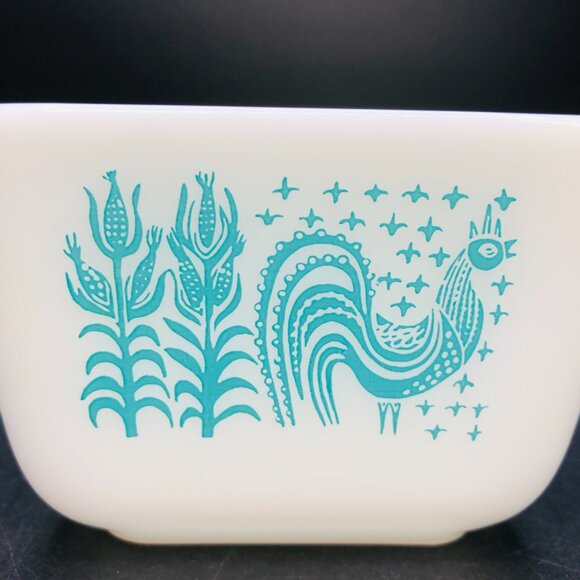 Vintage PYREX Turquoise Amish Butterprint Fridgie 501 with Lid -1.5cup - Picture 6 of 13